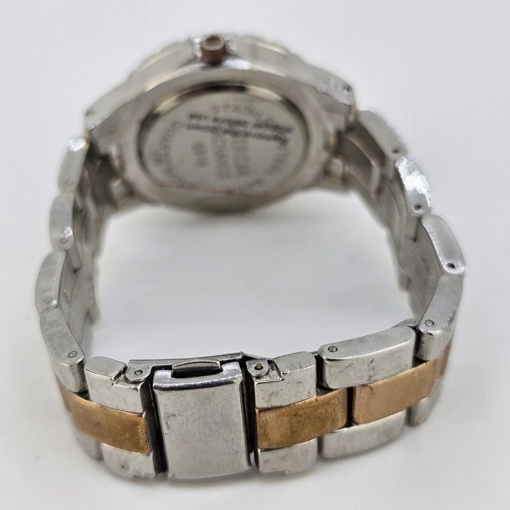 American Exchange Women's Watch 34MM White Dial Two Tone Bands 6